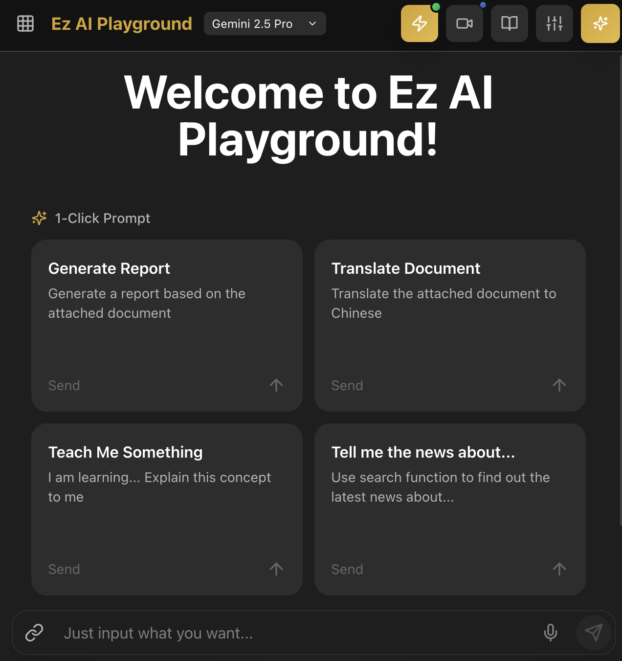 EzAIPlayground Interface